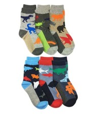 Boys' Little Fun Assorted Animals Pattern Cotton Crew Socks 6 Pair Pack Multi...