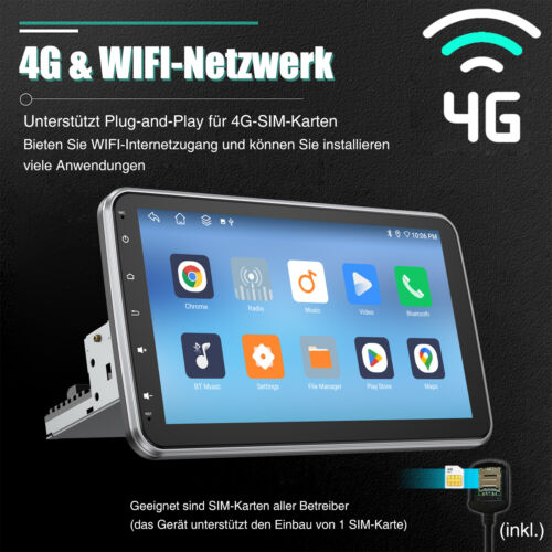 10 Zoll 1 DIN Android14 Autoradio 6+128G GPS Navi 4G AM DSP Drehbarer Bildschirm - Bild 7 von 15