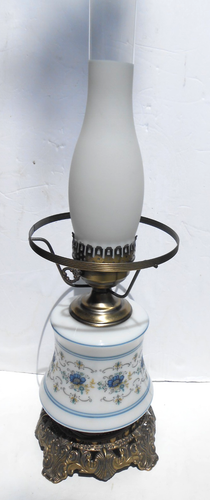 Quoizel "Abigail Adams" blau Milchglas 3-Wege Hurricane Lampe Tisch viktorianisch - Bild 2 von 6