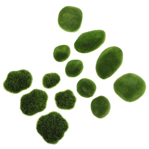 13Pcs Garden Simulated Stone Flocking Fake Stone Adorn Decorative Moss