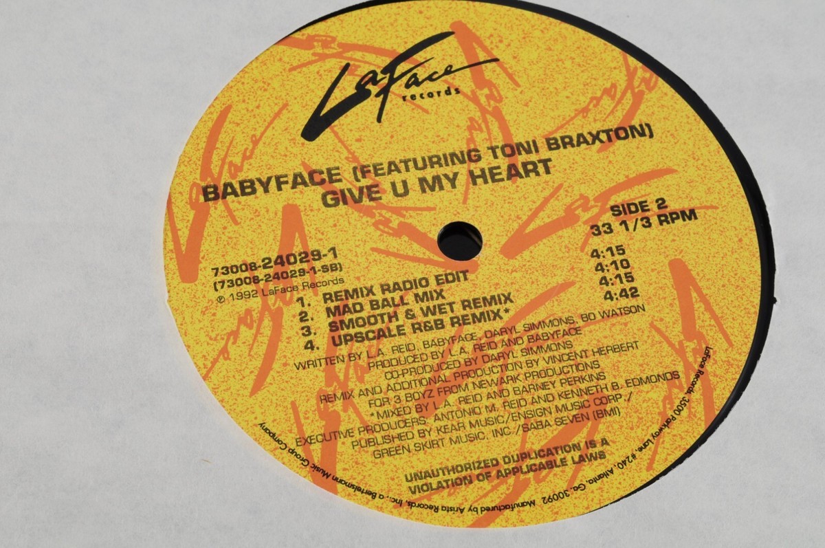 その他 BABYFACE/Give U My Heart 12inc Babyface Featuring Toni Braxton – Give U My Heart Us Orig 12