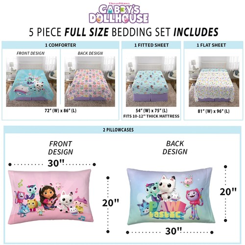Gabby's Dollhouse Kids Reversible Full Bed Set, Throw & Pillow - W4673245789 - Picture 6 of 17