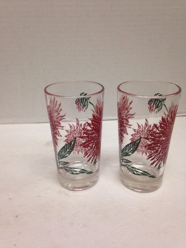 2 - 5" Tall Dahlia Peanut Butter Glasses Drinking Kitchen Small Dahlia At Bottom - Picture 3 of 5
