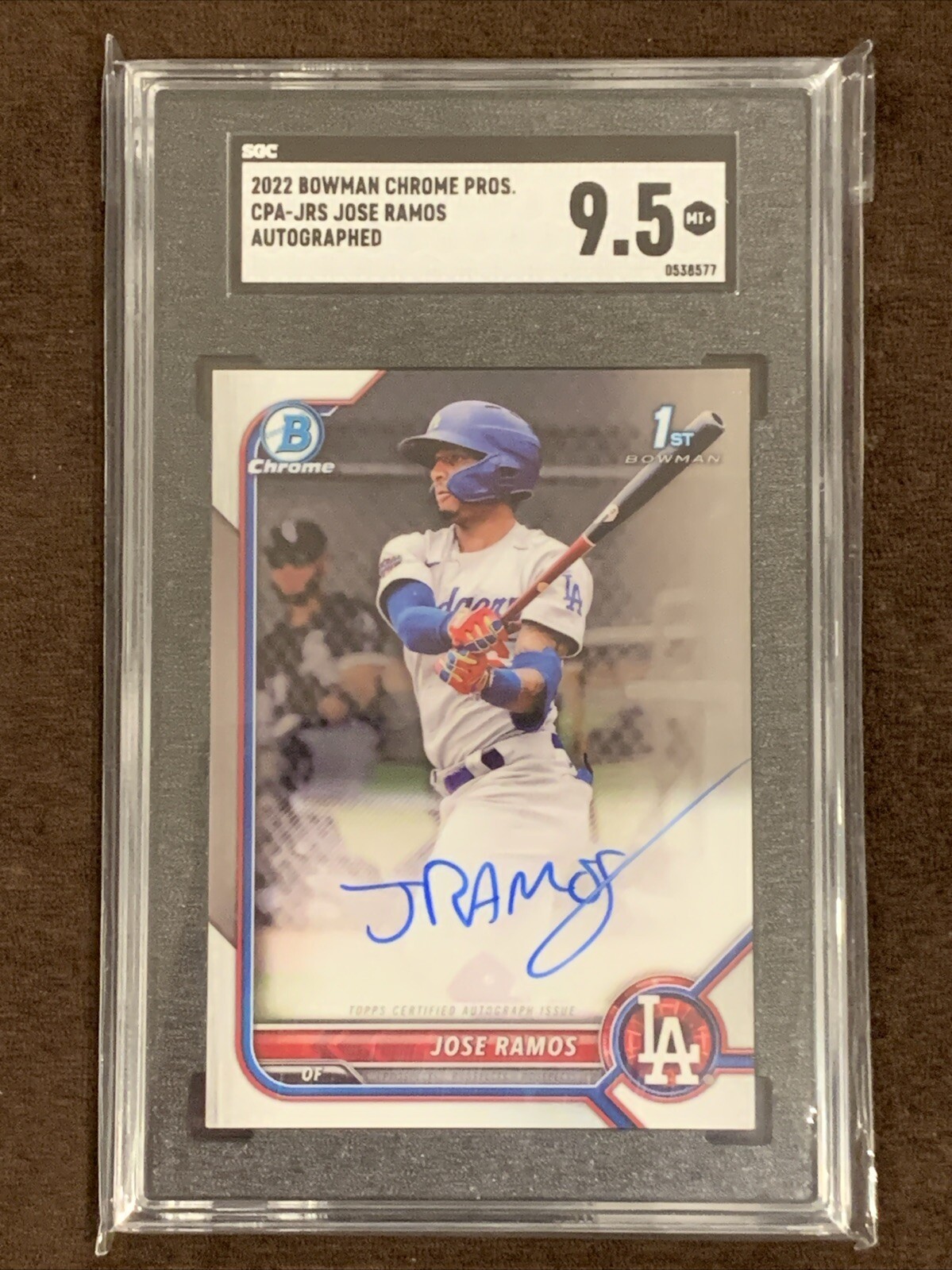 JOSE RAMOS 2022 BOWMAN CHROME 1ST BOWMAN RC AUTO SGC 9.5 TEXAS RAGNERS
