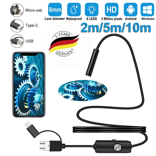 2-10m wasserdichte HD Endoskop USB Typ-C Endoskop Inspektionskamera für Android - Bild 2 von 22