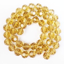 46Pcs 12mm Faceted Yellow Crystal Round Ball Loose Beads SK64179
