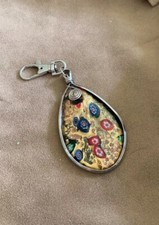 Teardrop Glittered Floral Keychain C45-70