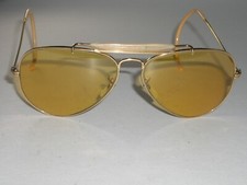 1960's 58-14mm VINTAGE B L RAY-BAN CABLE-WRAPS AMBERMATIC UV AVIATOR SUNGLASSES