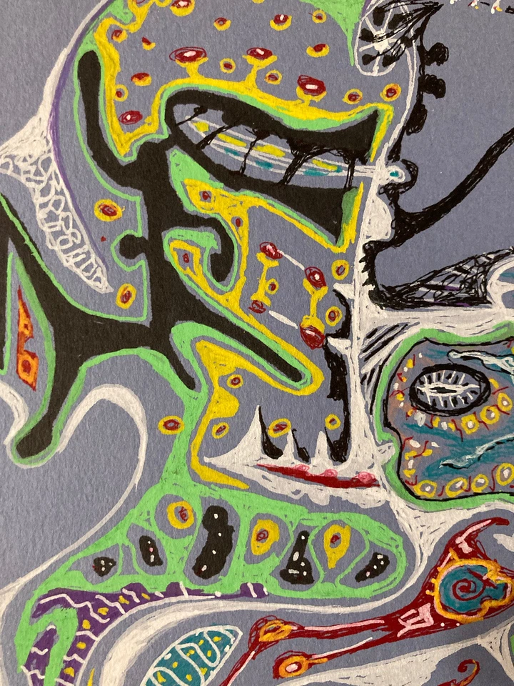 Pintura muito bonita guache papel arte cru Pascal Manitoba arte surreal 20º - Imagem 3 de 4