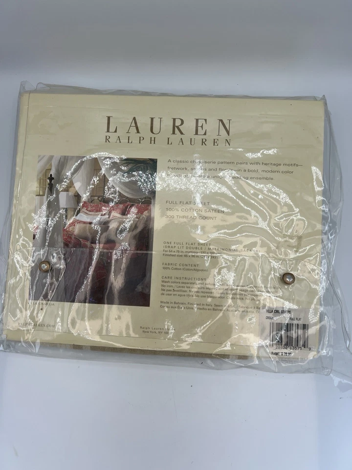 Sábana plana completa de lino 100 % algodón satén 300c Lauren Ralph Lauren Villa Camelia Foto 3 de 4