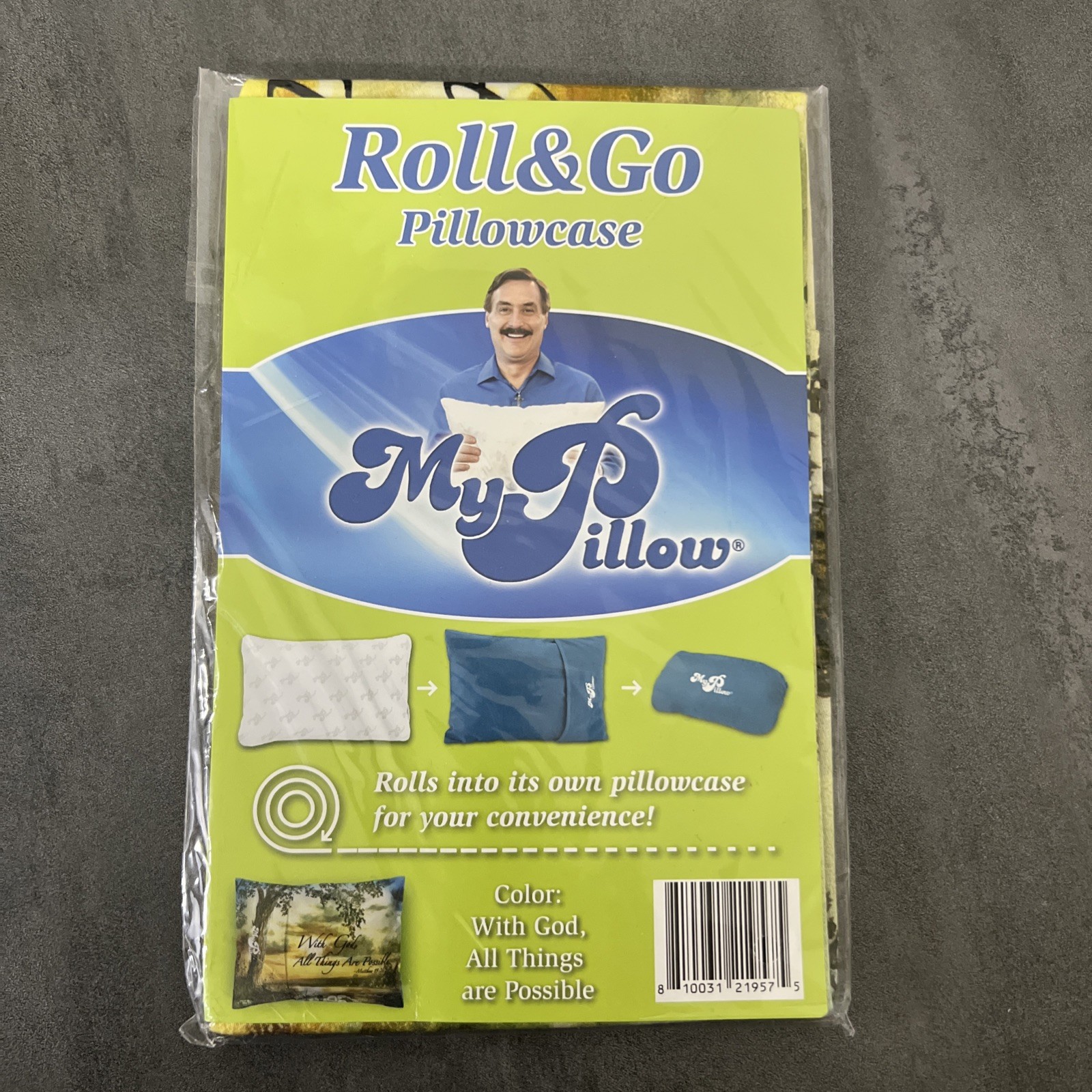 NEW My Pillow Roll & Go Pillowcase With God All Things Possible America 12"x 18"