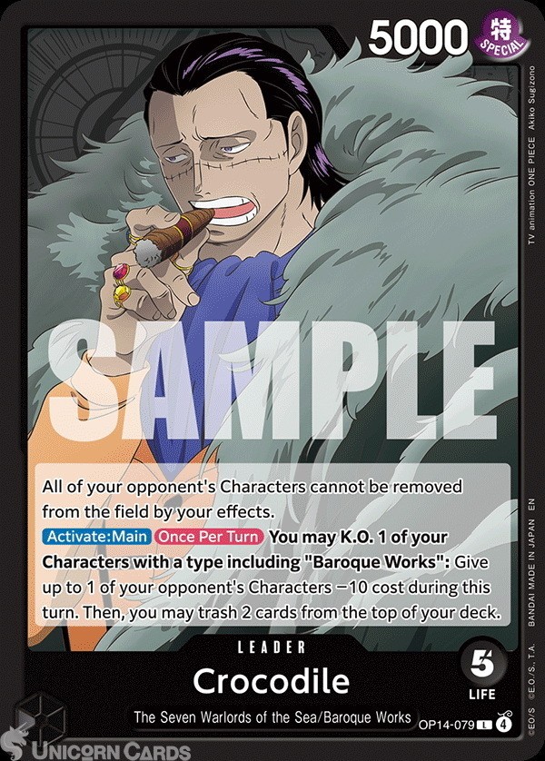 OP14-079 Crocodile : Leader English One Piece TCG Card : OP14: The Azure Sea's S
