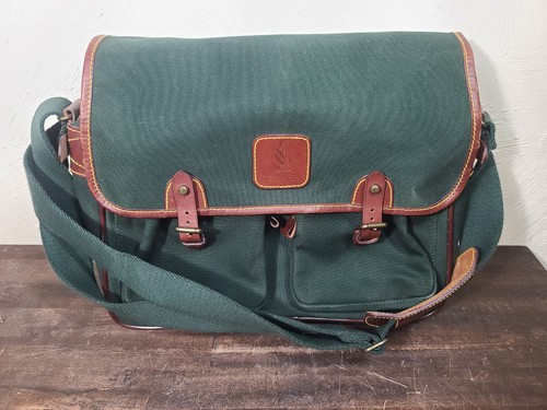Vintage Nautica Canvas And Leather Messanger Bag Satchel Shoulder Bag Green NICE