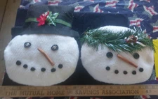 Mr. & Mrs. Snowman  Plush Throw Pillows Set Of 2 Winter homemade 10”