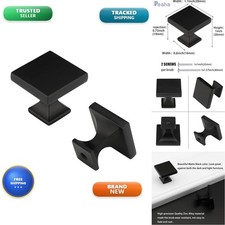 Peaha 6 Pack Black Cabinet Knobs,Square Drawer Knobs, Solid Zinc Alloy Cabinet