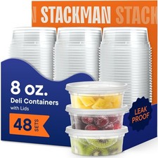 8 oz Deli Containers W/ Lids 48 Sets Clear Plastic Food Storage Containers