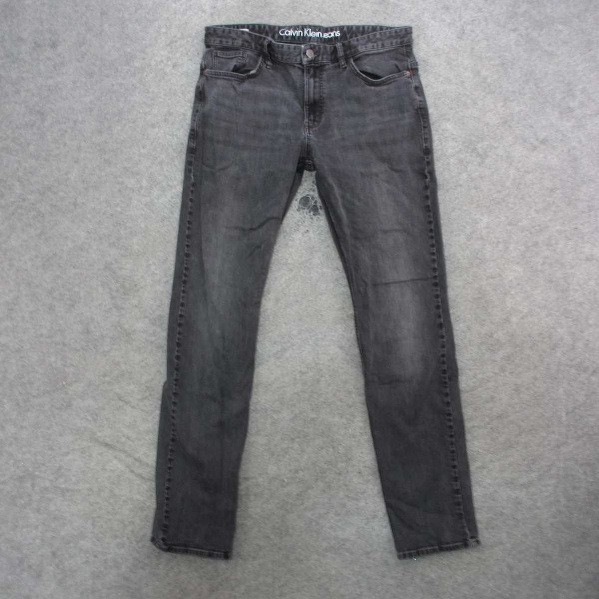 Calvin Klein Jeans Mens Jeans 34x32 Gray Black Wash Slim Fit 