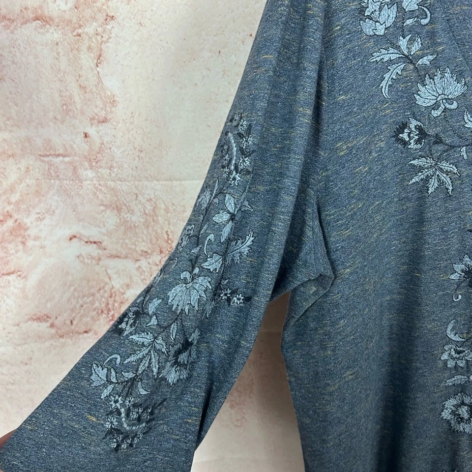 J. JILL Pure Jill túnica floral bordada top talla XL camisa artística de punto boho Foto 2 de 4