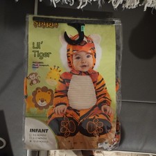 Spirit Halloween Costume Lil' Tiger Jumpsuit Hood Infant 12-18 Months