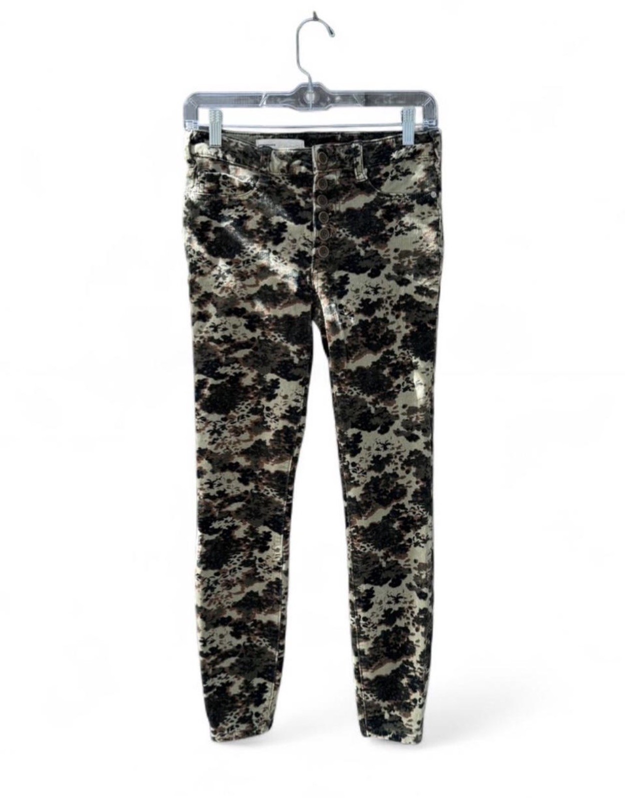 Pilcro by Anthropologie Camo Floral Print Corduroy Skinny Pants – Size 27