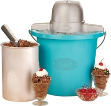 Nostalgia ICMP400BLUE 4-Quart Electric Ice Cream Maker with Easy Carry Blue 