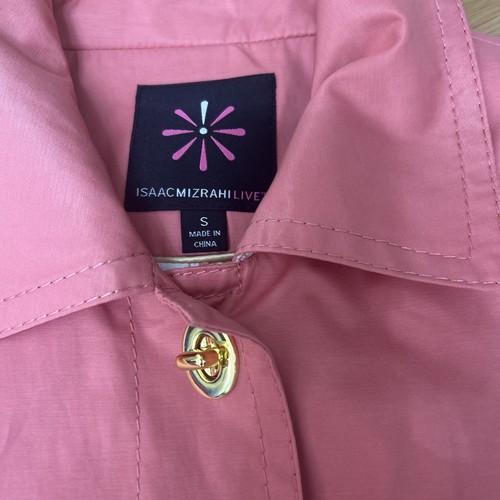 Isaac Mizrahi Live Peach/Pink Rain Coat Modern Classic Functional Chic Sz S - Picture 3 of 6