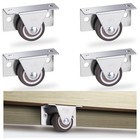 1-1/4 Inch Small Low Profile Casters Wheels Set of 4, Mini Side Mount Casters, 