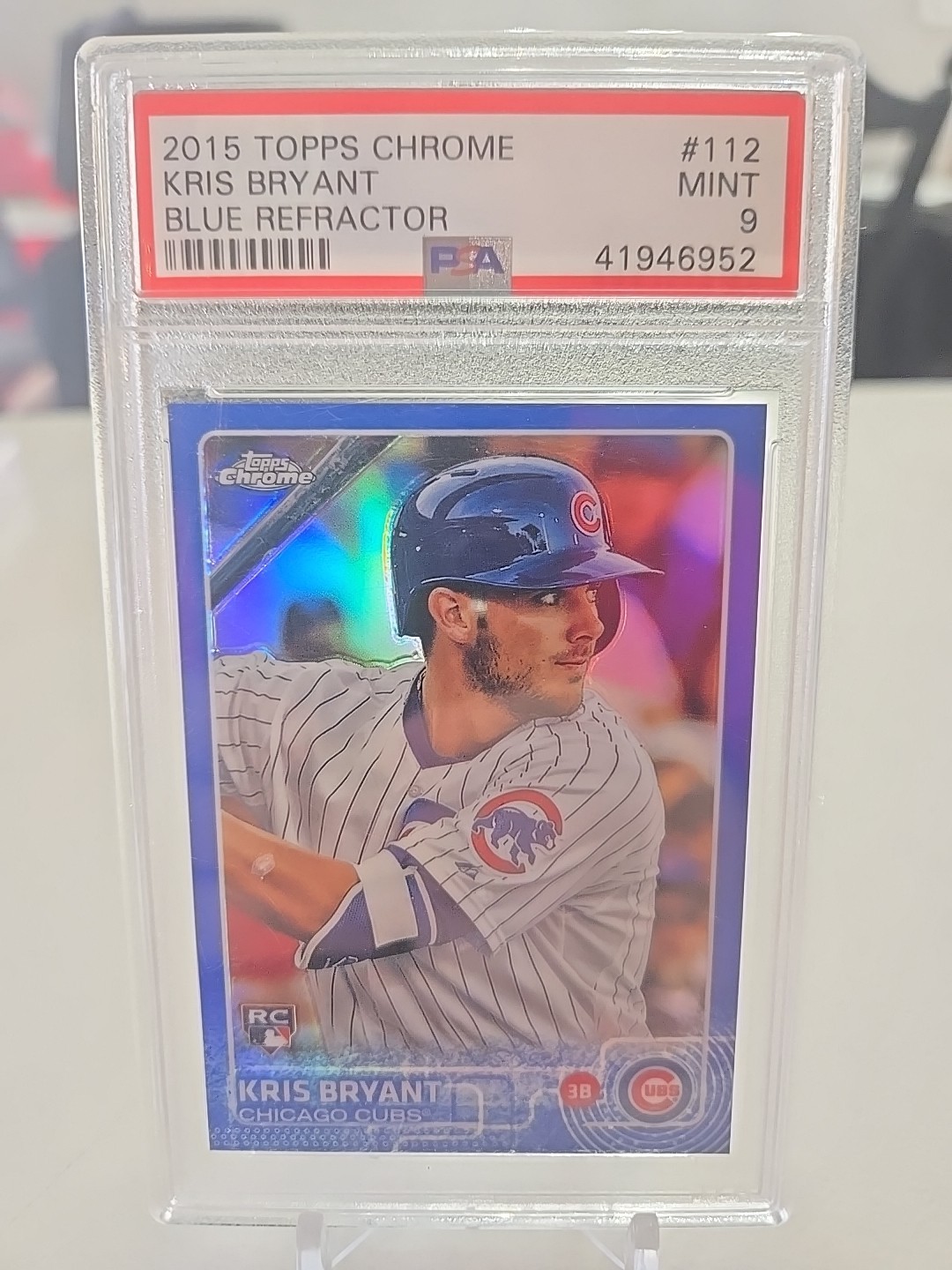 2015 Topps Chrome Kris Bryant #112 Blue Refractor RC /150 Graded Mint 9 Cubs