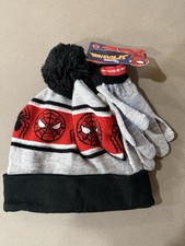 Marvel Spider-Man Boys' Gray Black Knit Hat Gloves Set - Berkshire Brand