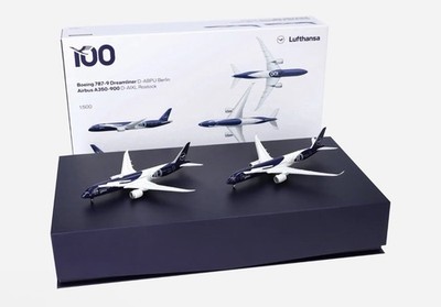 Herpa Wings 1:500 539036 Lufthansa Set  100 Jahre  A350-900 D-AIXL/B787-9 D-ABPU
