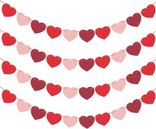 Felt Heart Garland Banner - 4 Pack Valentine s Day Decorations for Events
