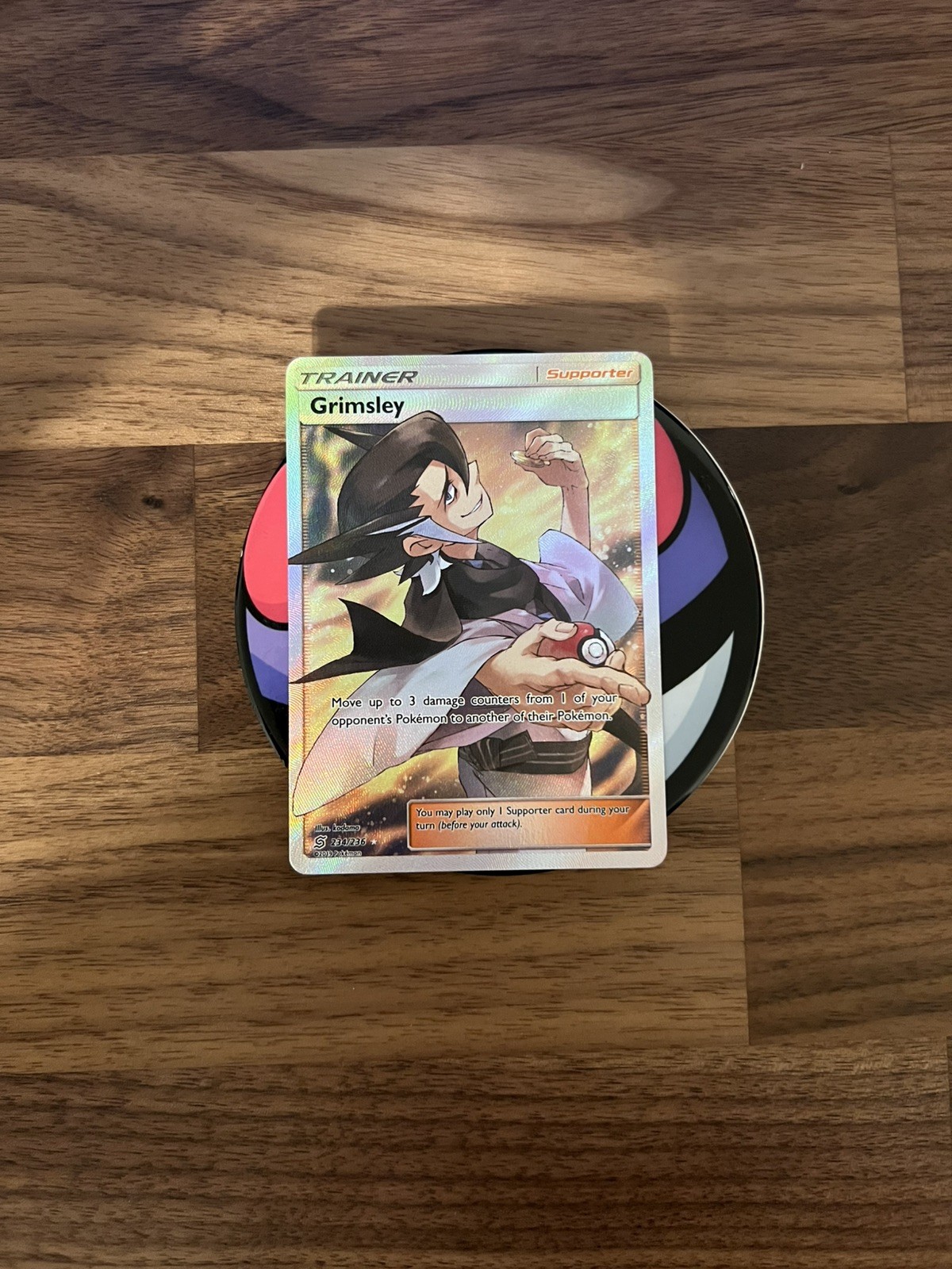 Pokemon Grimsley Trainer Full Art Unified Minds Holo 234/236 Mint