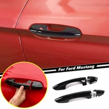 For 2015-2023 Ford Mustang Gloss Black Door Handle Decor Cover Trim Overlay Cap
