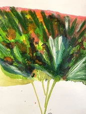 Abstract Mixed Media Ink Watercolor Painting on 9 X 12” Paper Contemporary