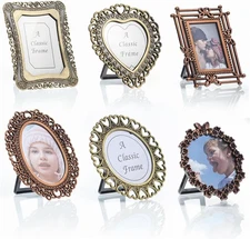6 Pcs Mini Vintage Picture Frame 1 Inch 1-2 inches x 6.7 inches, Bronze Brown 