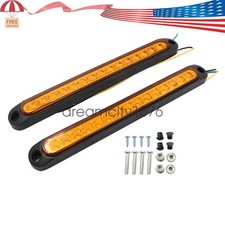 2x 10" Sealed Amber LED Turn Signal Light Bar Truck Trailer Marker Tail Light