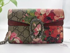 GUCCI Dionysus GG Supreme Mini Chain Shoulder Bag Beige  Flower  with  keychain