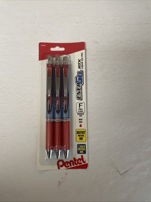 Pentel EnerGel Deluxe RTX Retractable Liquid Gel Pen Red Ink FINE  0.5mm 3 Pack