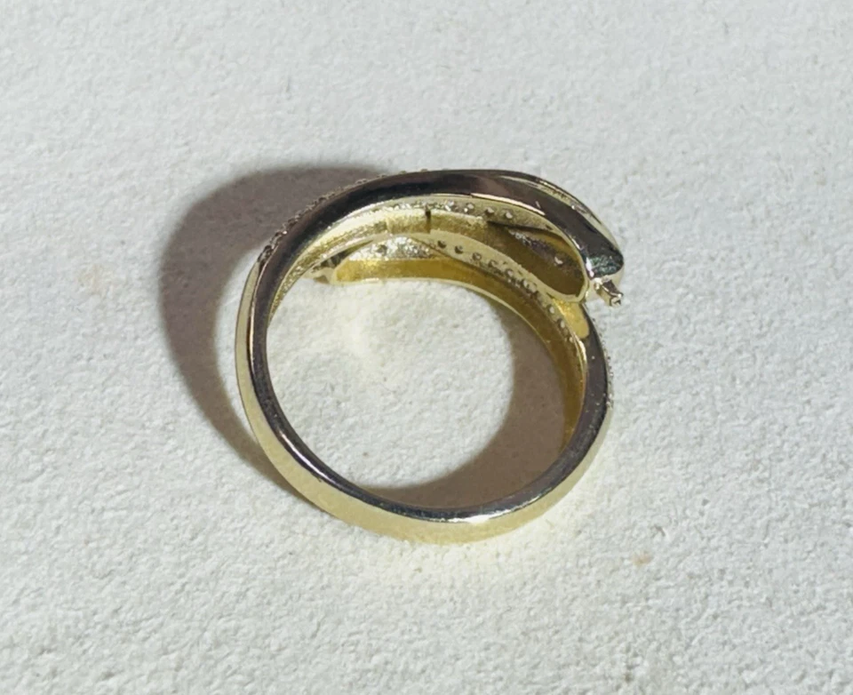 Anillo estilo envolvente doble serpiente oro amarillo macizo 10K talla 5,75 Foto 2 de 4