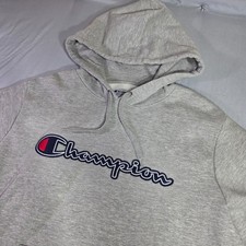 Champion Hoodie Men's Gray Authentic Reverse Weave Logo Pullover Hoodie Sz Large