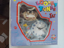 1996 Vintage Warner Bros Taz Tasmanian Devil Clock Ceramic figure with clock