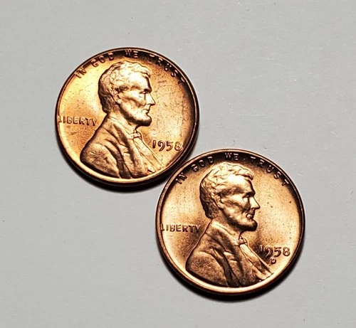 1958 P D LINCOLN WHEAT PENNY UNC 2 COIN SET #C10254