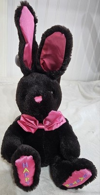 Dream Bunny Rabbit Dark Brown Plush w Pink Satin Embroidered Paws EASTER BUNNY