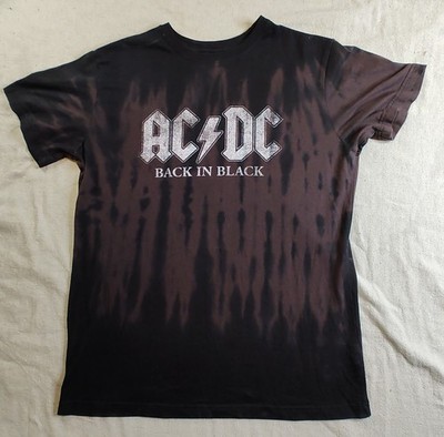 AC/DC Band Tee Medium - Bleach Tie Dye Back in Black - Graphic Tee - Rock Music