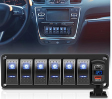 Pannello interruttore a bilanciere marino 6 velocità 5 pin con voltmetro LED DC 12-24V | USB