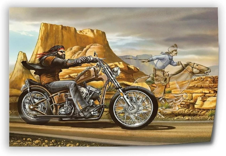 Póster de arte de pared David Mann paseo en motocicleta 24x36 sin marco Foto 2 de 3