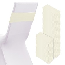 100 Pcs Spandex Chair Sashes Bows with Slider Buckle, Dark White