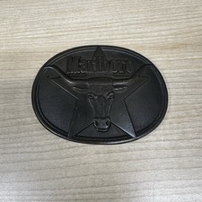 Philip Morris Marlboro Tobacco Texas Longhorn Vintage Solid Brass Belt Buckle