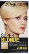 L'Oreal Paris Super Blonde Creme Lightening Kit, 200 Bleach Blonde Hair Color