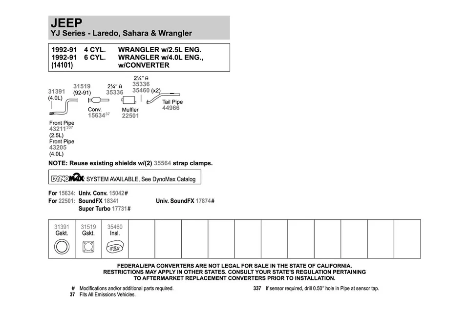 For Jeep Wrangler 87-92 Exhaust Muffler Quiet-Flow Stainless Steel Oval Foto 4 de 4
